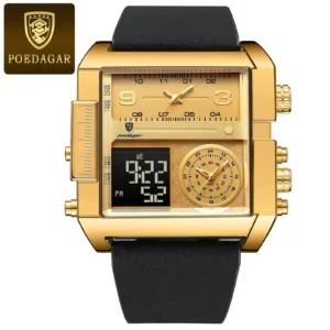 POEDAGAR Men’s Quartz Watch ( Glod + Black )